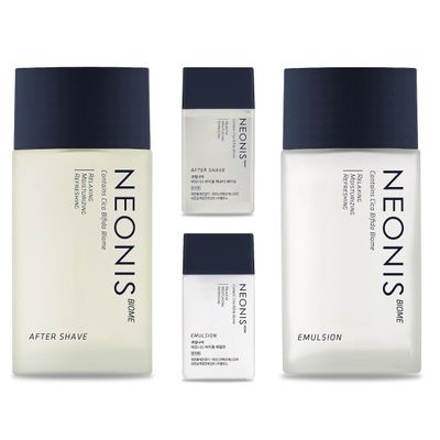 WELCOS Kwailnara NEONIS Aftershave 5.07 Fl oz &amp; Emulsion 5.07 Fl oz with Convenient 1 Fl oz Travel Sizes Each Gift Set Korean Men&#39;s Skincare