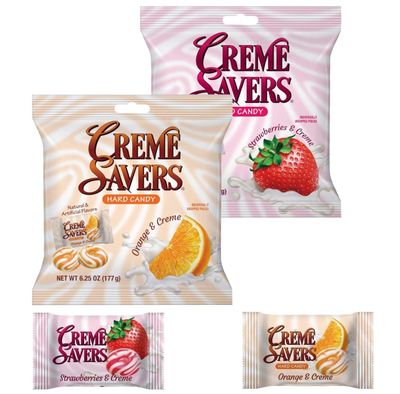 Cream Savers Hard Candy Original Classic Creamy Delight Individually Wrapped Candies The Taste of Fresh Strawberries or Orange Swirled in Rich Cream 6.25 Oz - (2 - Pack, Strawberry &amp; Orange Cream)