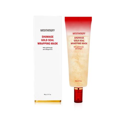 Shumage Gold Seal Wrapping Mask - Collagen Peel Off Face Mask for Glass Skin - Overnight Mask with Gold Threads for Hydrating and Tightening - Long-lasting Elasticity and Radiant Glow - 3.17 oz.