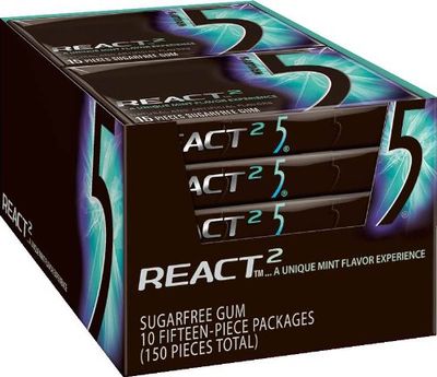Wrigley&#39;s Gum 5 - React Mint, 1.76-Ounce Packages (Pack of 10)