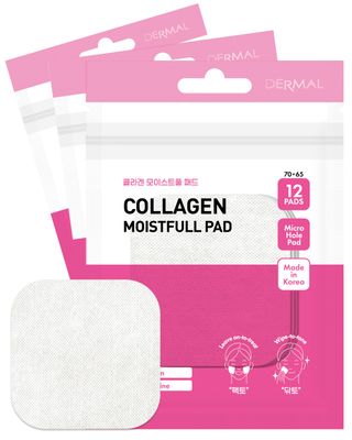 DERMAL Collagen Moistfull Toner Pad - Korean Toner Pad for Elasticity &amp; Wrinkle Improvement with Peptides - Travel Kit 12 Pads, 3 Pack (Total 36 Pads)