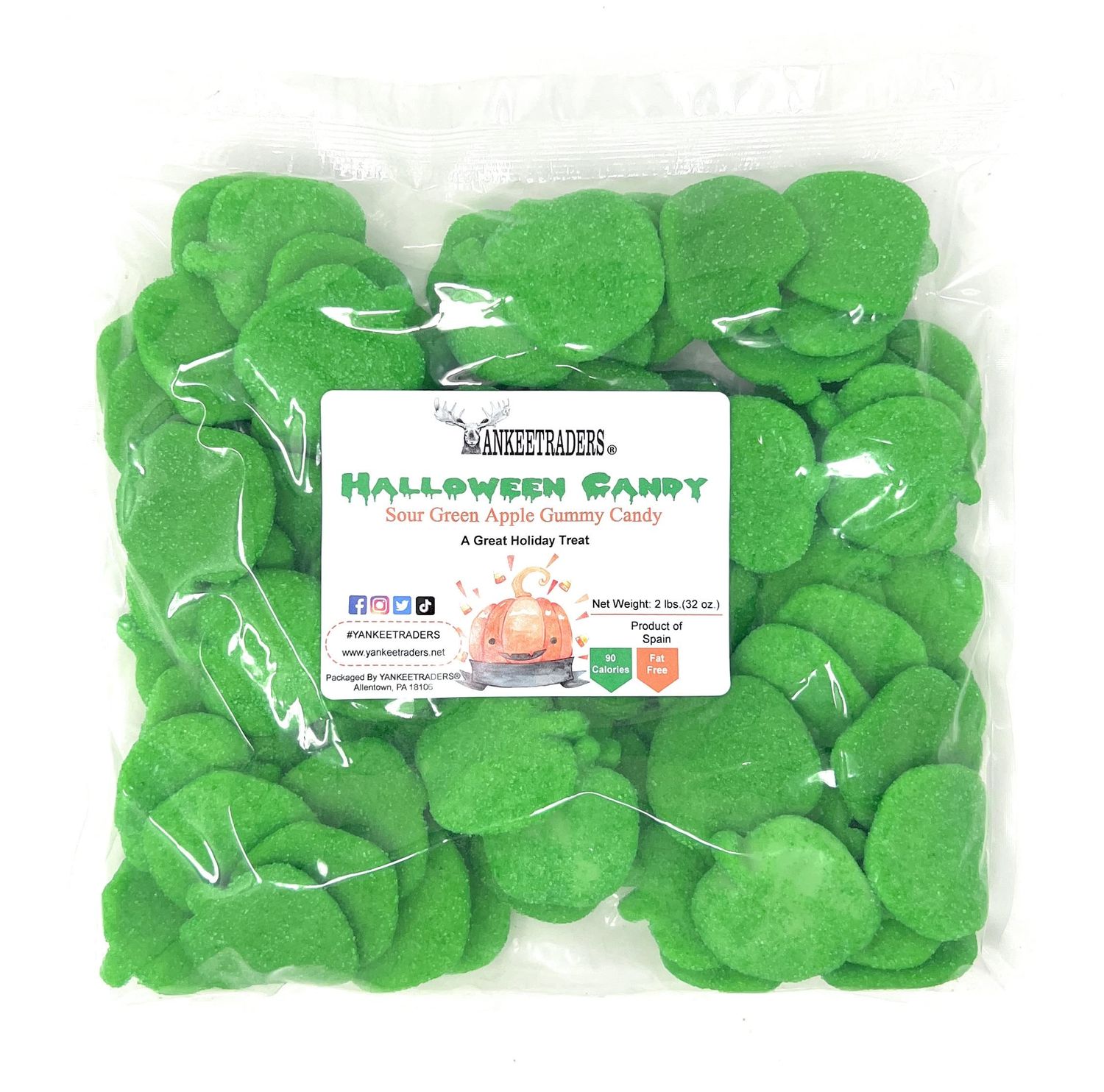 YANKEETRADERS Sour Green Apple Gummy Candy - 2 LB (Fall Favorite)