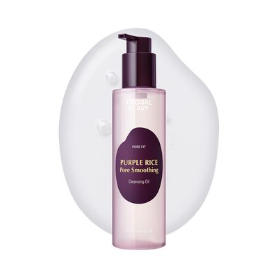 EQQUALBERRY Purple Rice Pore Smoothing Cleansing Oil - Deep Cleansing for Pores &amp; Blackheads Korean Oil Cleanser for Face &amp; Makeup Remover Hydrating &amp; Soothing Formula, 6.76 fl.oz