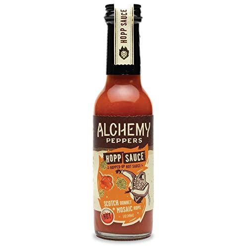 Scotch Bonnet Mosaic Hops Hot Sauce by Alchemy Peppers - Fiery Scotch Bonnet Peppers, Fruity Mosaic Hops, Pineapple, and Garlic - Hot Heat - 5 oz (Pack of 1)