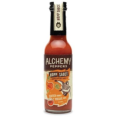 Scotch Bonnet Mosaic Hops Hot Sauce by Alchemy Peppers - Fiery Scotch Bonnet Peppers, Fruity Mosaic Hops, Pineapple, and Garlic - Hot Heat - 5 oz (Pack of 1)