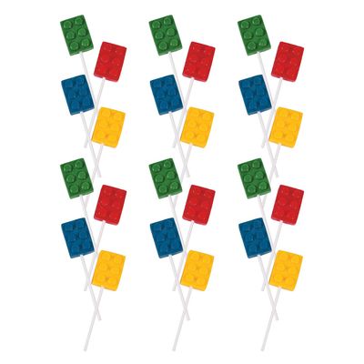 Fun Express Color Brick Lollipop Suckers Assorted Fruit Flavors 24 Count Great for Birthday Parties, Holiday Giveaways, Party Favors, School Treats