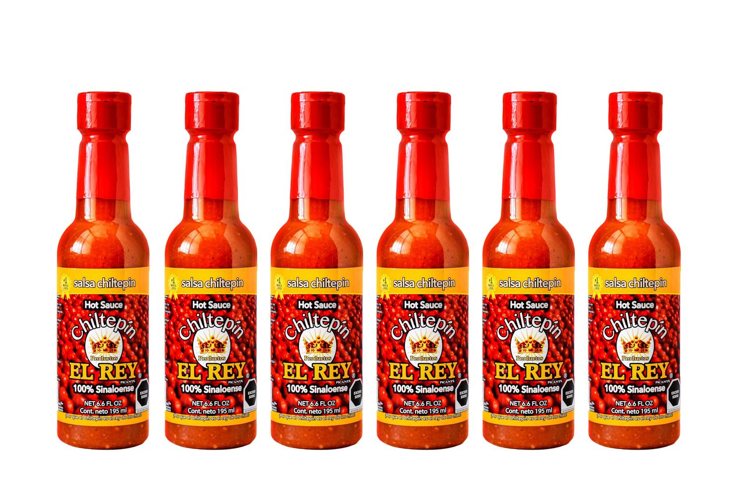 Chiltepin El Rey Hot Sauce 6 Pack, Handmade Natural Sinaloa Chiltepin Hot Sauce