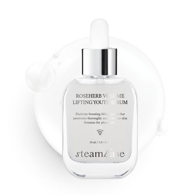 STEAMBASE Roseherb Volume Lifting Youth Serum, 1.01 fl oz - Hydrating Peptides &amp; Rose Herb Serum for Face, Plump, Glowy Skin Korean Skin Care, Travel Size