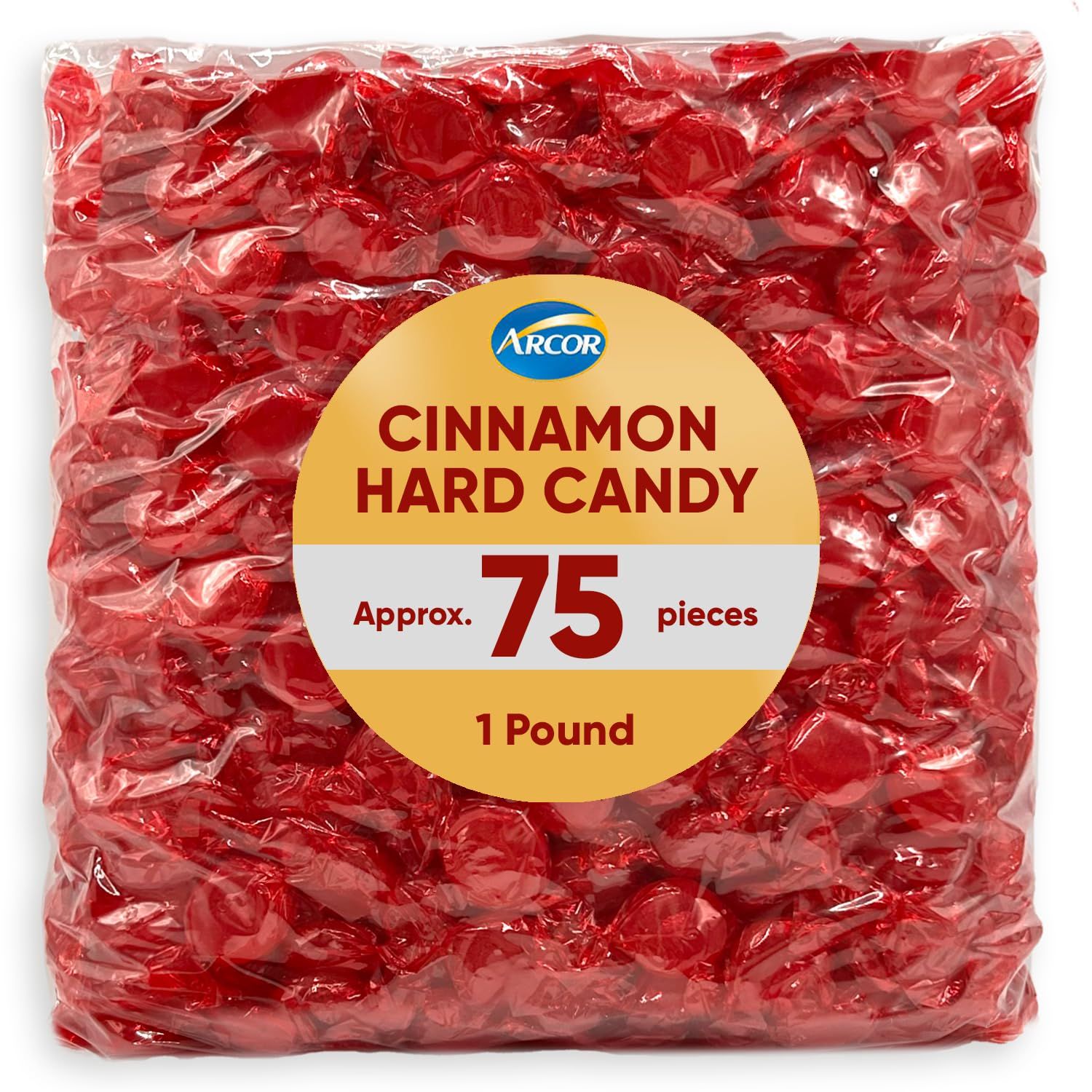 Arcor Cinnamon Hard Candy Bulk - 1 Pound of Approx 75 - Cinnamon Candy - Hard Candy Individually Wrapped, Christmas Candy Bulk