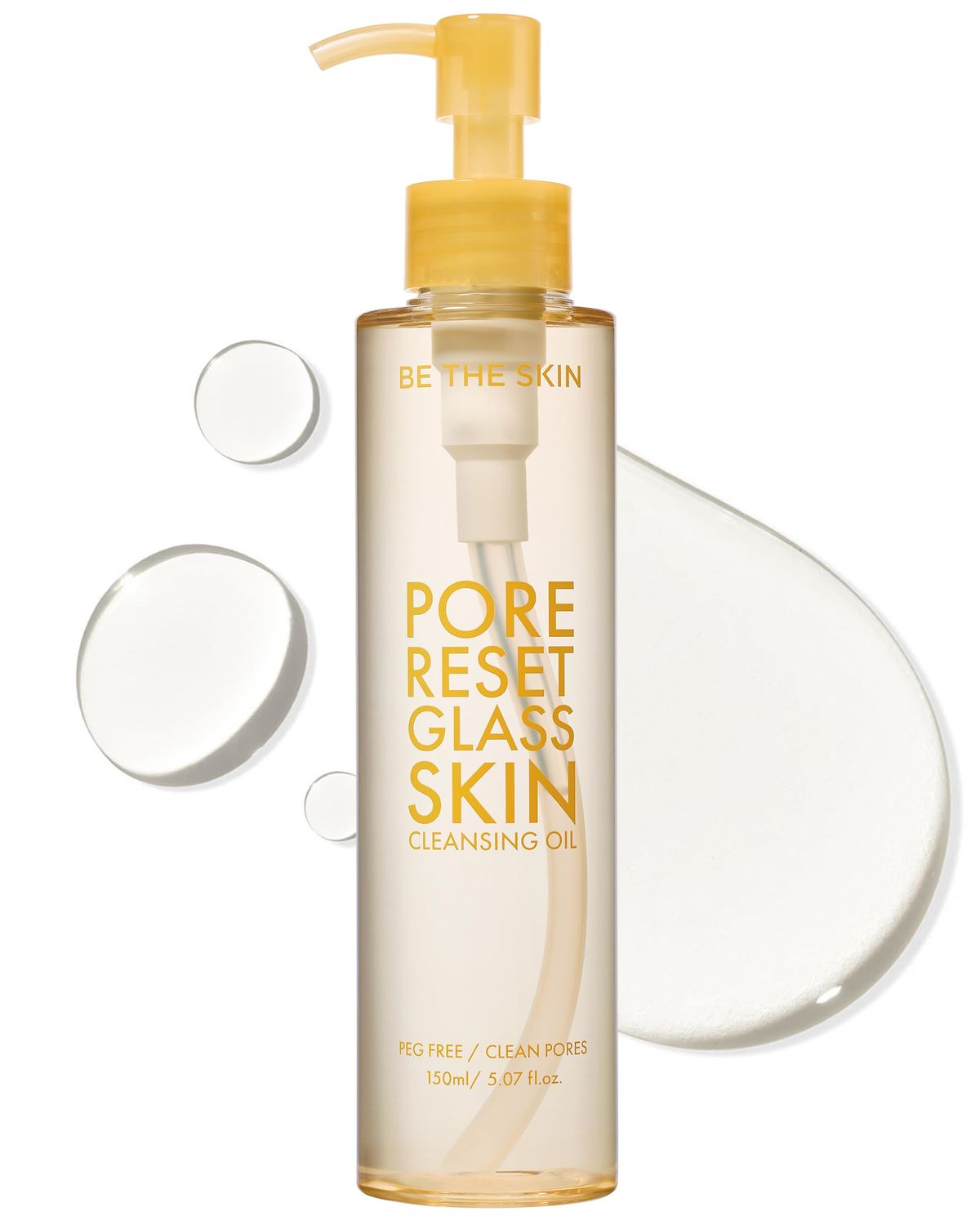 BE THE SKIN Pore Reset Glass Skin Cleansing Oil - Gentle Makeup Remover Oil for Glass Clear Skin with Plant-derived Oils - Removes Sebum and Blackheads - For All Skin Types, 5.07 fl.oz.
