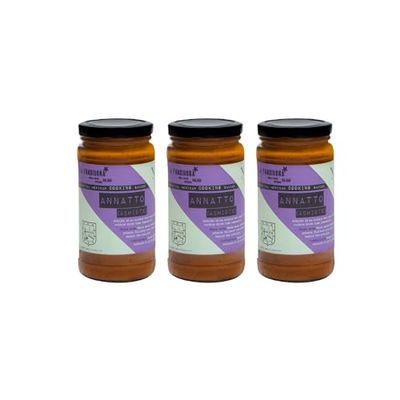 La Fundidora Annatto Cooking Sauce, Achiote (Annatto), Authentic Traditional Mexican Recipe, Smooth Spicy Dip, Fresh Small Batch - 3 Pack