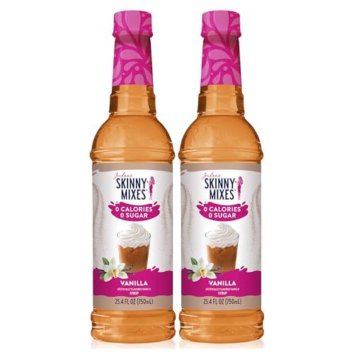Jordan&#39;s Skinny Syrups Sugar Free Coffee Syrup, Vanilla Flavor Drink Mix, Zero Calorie Flavoring for Chai Latte, Protein Shake, Food and More, Gluten Free, Keto Friendly, 25.4 Fl Oz, 2 Pack