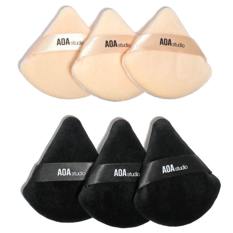 AOA Studio Velvet Puffs Makeup Puff Set of 6 Loose Powder Body Powder, Velour Makeup Blender Sponge Foundation Blending Sponges Set Beauty Makeup Tools(Black/Peach)