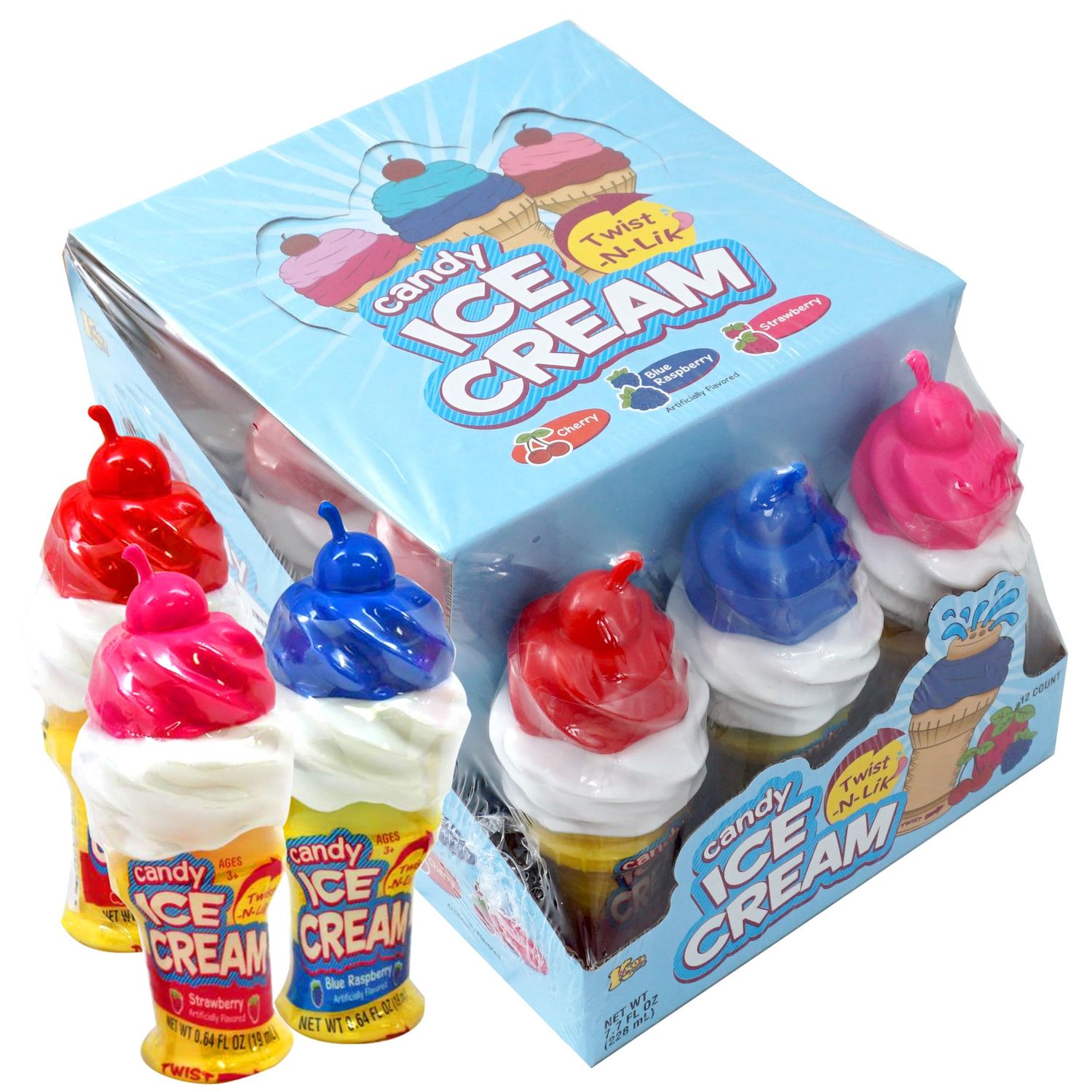 Twist N Lik Candy Ice Cream, 12 Pack, Liquid Ooze Candy