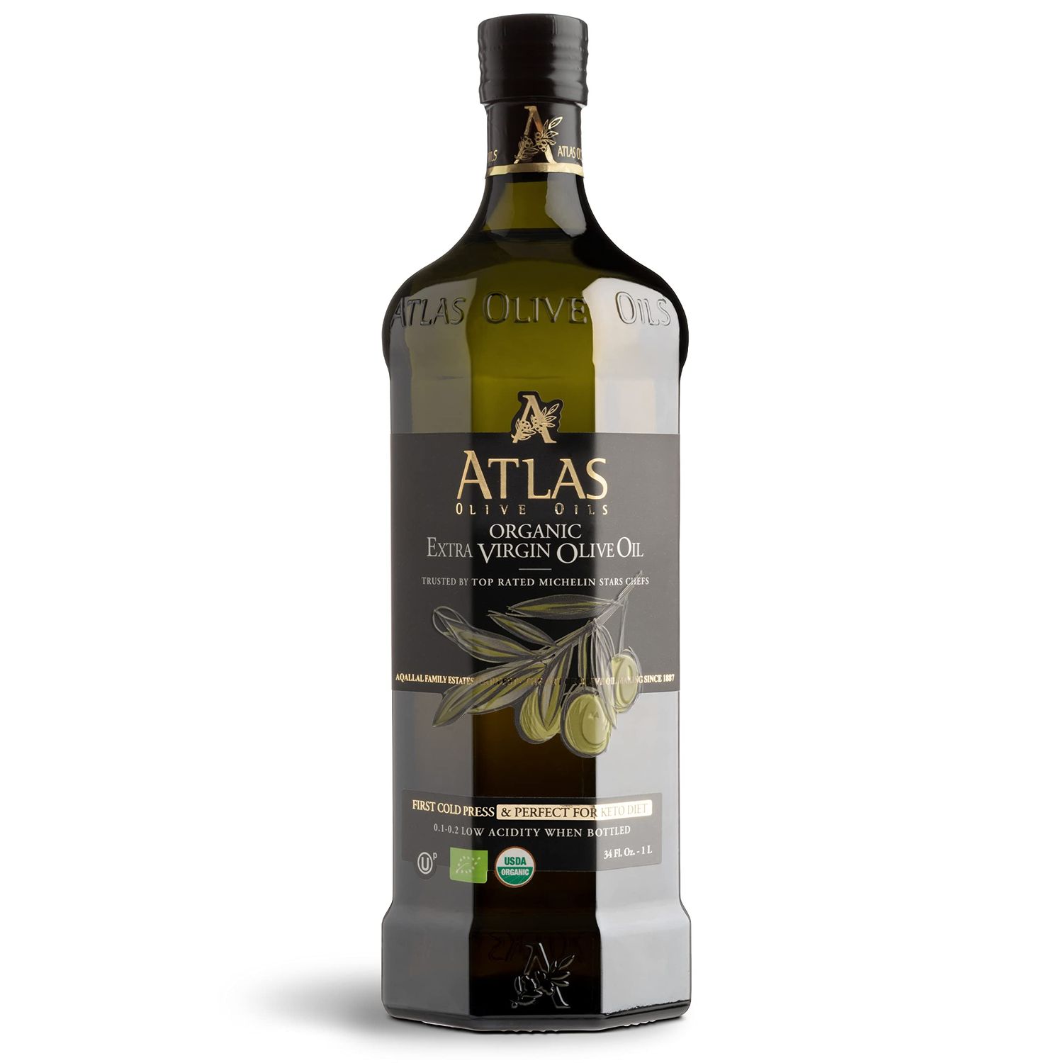 Atlas 1 LT Cold Press Extra Virgin Olive Oil with Polyphenol Rich from Morocco Newly Harvested Unprocessed from One Single Family Farm Moroccan Organic EVOO Trusted by Michelin Star Chefs