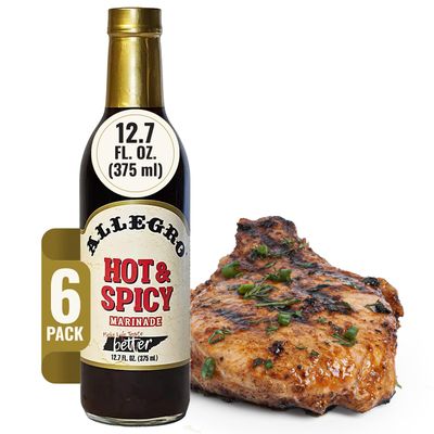 ALLEGRO - The Marinate Everything Marinades Perfect Marinades for Meat &amp; Veggies Marinade for Grilling, Roasting &amp; Cooking Kosher &amp; Gluten Free 12.7 Oz (Pack of 6) - Hot &amp; Spicy