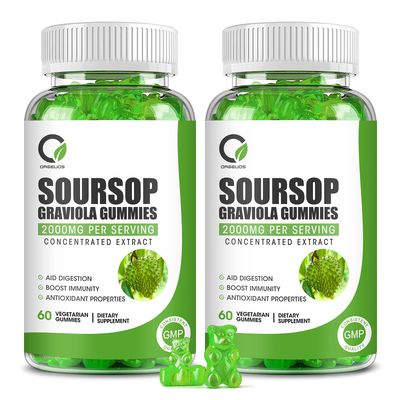 ORGEUOS Soursop Graviola Gummies - Organic Soursop Leaves Extract, VC &amp; Zn - for Digestive, Immune, Antioxidant &amp; Energy Support - Non-GMO, 120 Gummies (2 Pack)