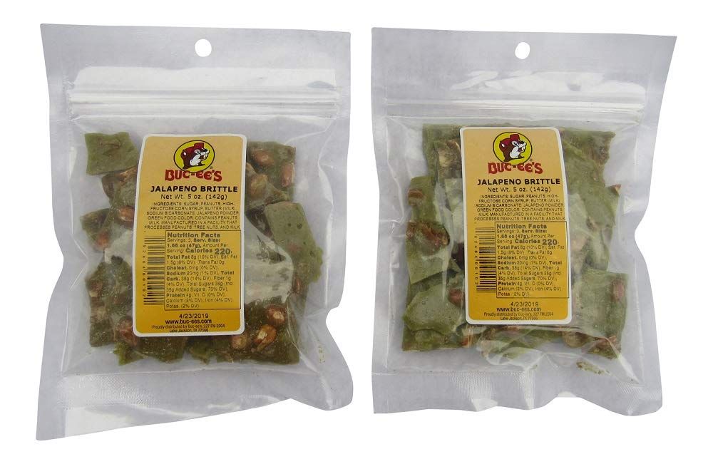 Buc-ee&#39;s Jalapeno Peanut Brittle in a Resealable Bag, Two 5 Ounce Bags (10 Ounces Total)