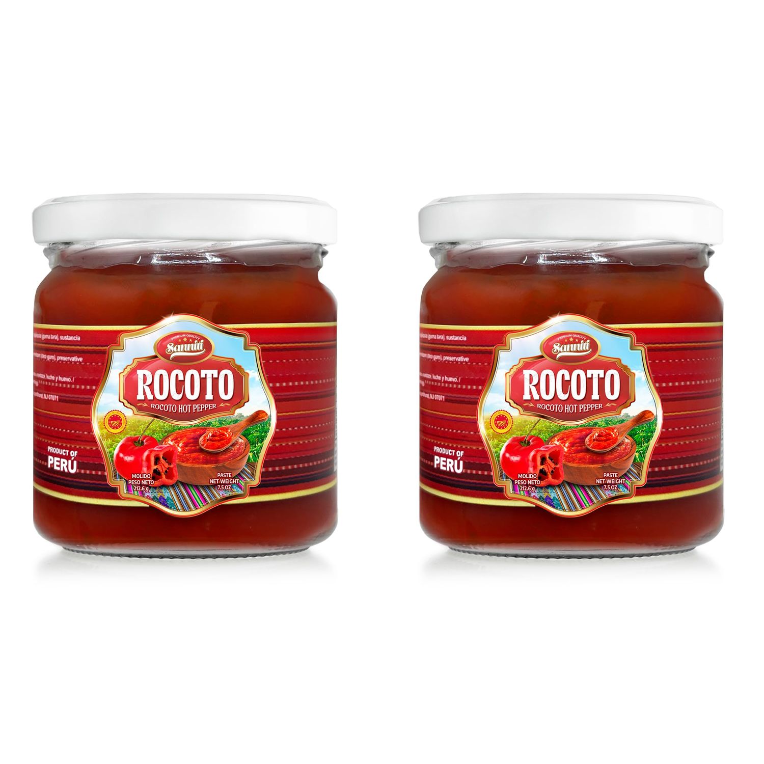 Sanniti Peruvian Hot Pepper Spread DOP Molido Paste Imported From Peru (Pack of 2) (7.5 oz, Rocoto)