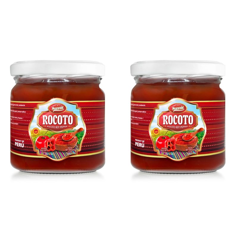 Sanniti Peruvian Hot Pepper Spread DOP Molido Paste Imported From Peru (Pack of 2) (7.5 oz, Rocoto)