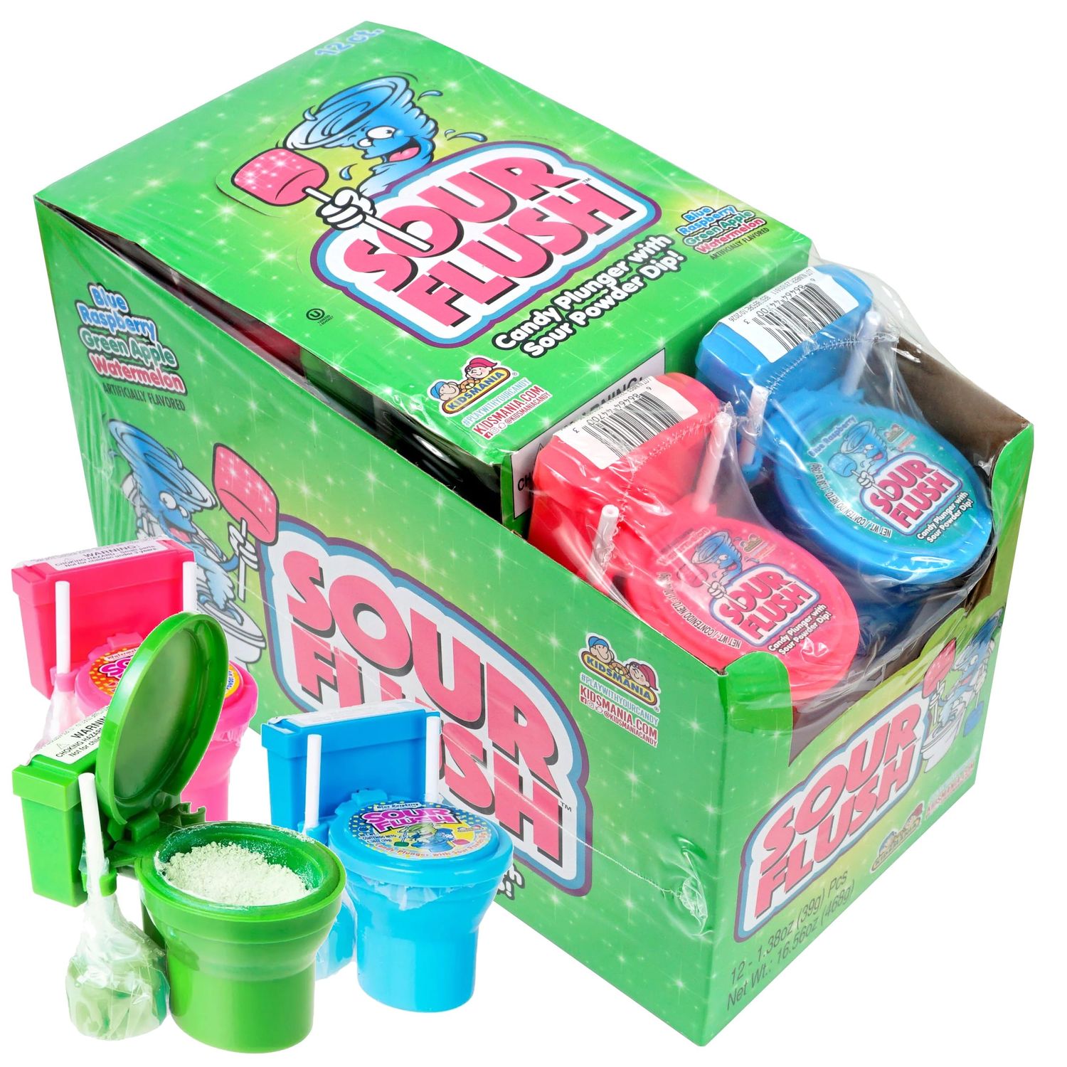 Sour Flush Toilet Candy, 12 Pack, 3 Assorted Flavors, Toilet Candy, Fun Poop Candy, The Hampton Popcorn &amp; Candy Company