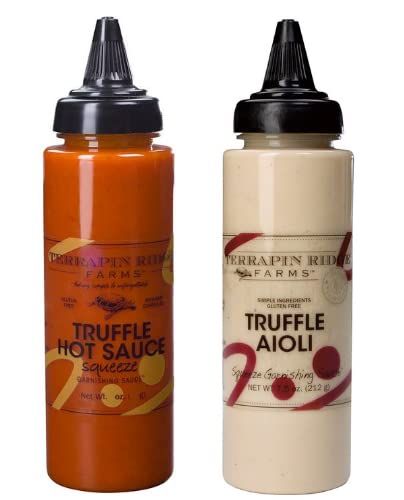 Terrapin Ridge Farms Gourmet Truffle Hot Sauce and Truffle Aioli Garnishing Sauce Set (2 Squeeze Bottles)