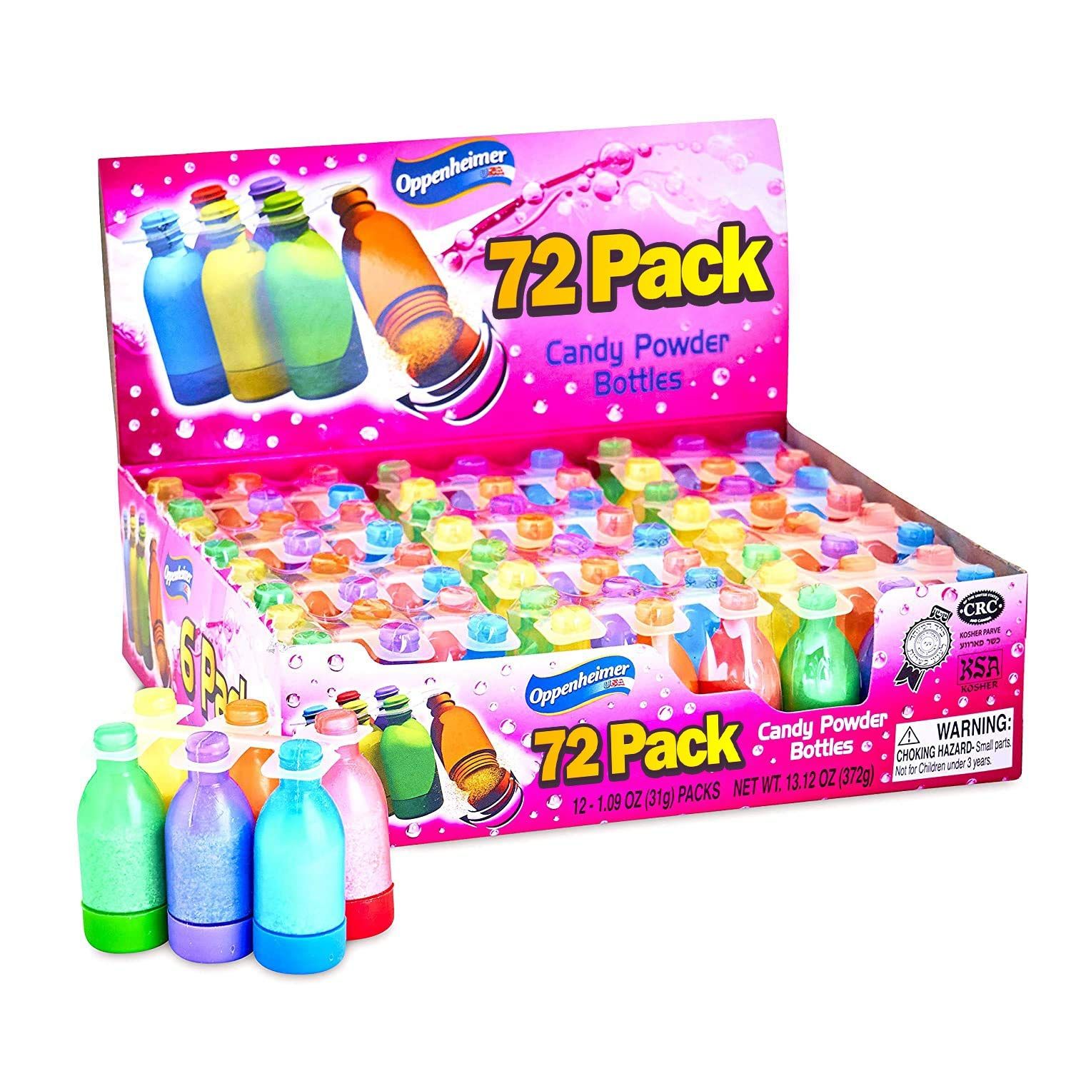 72-Count Assorted Candy Powder Bottles - Fun Novelty Treats, Perfect for Party Favors and Goodie Bags, Gluten-Free &amp; Kosher