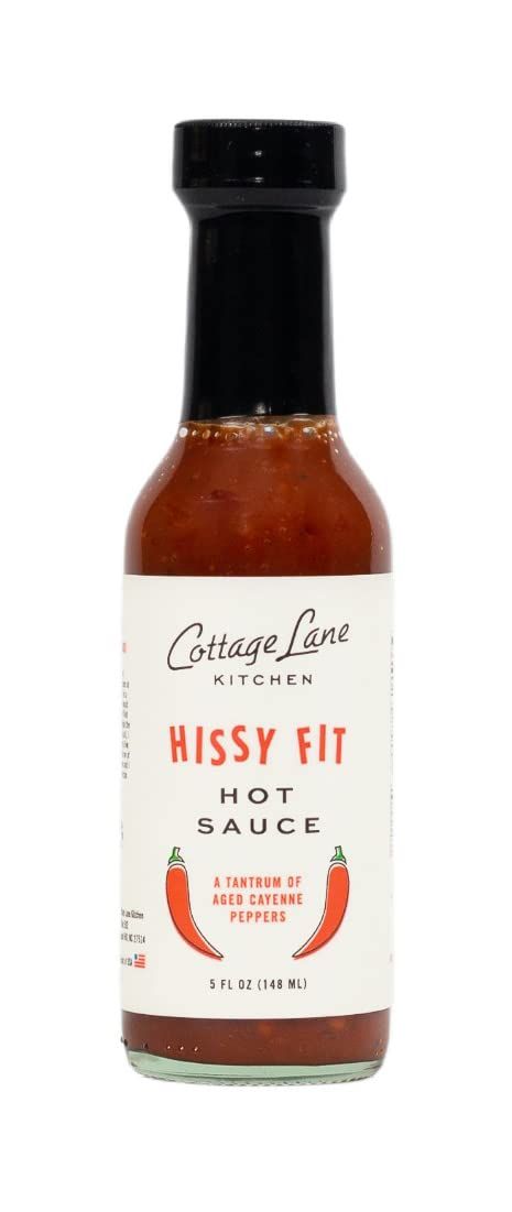 Cottage Lane Kitchen Hissy Fit Hot Sauce I Louisiana Style with Aged Cayenne Peppers and Spices I Use on Chicken Wings, Bloody Marys, Eggs and More, 5 oz.