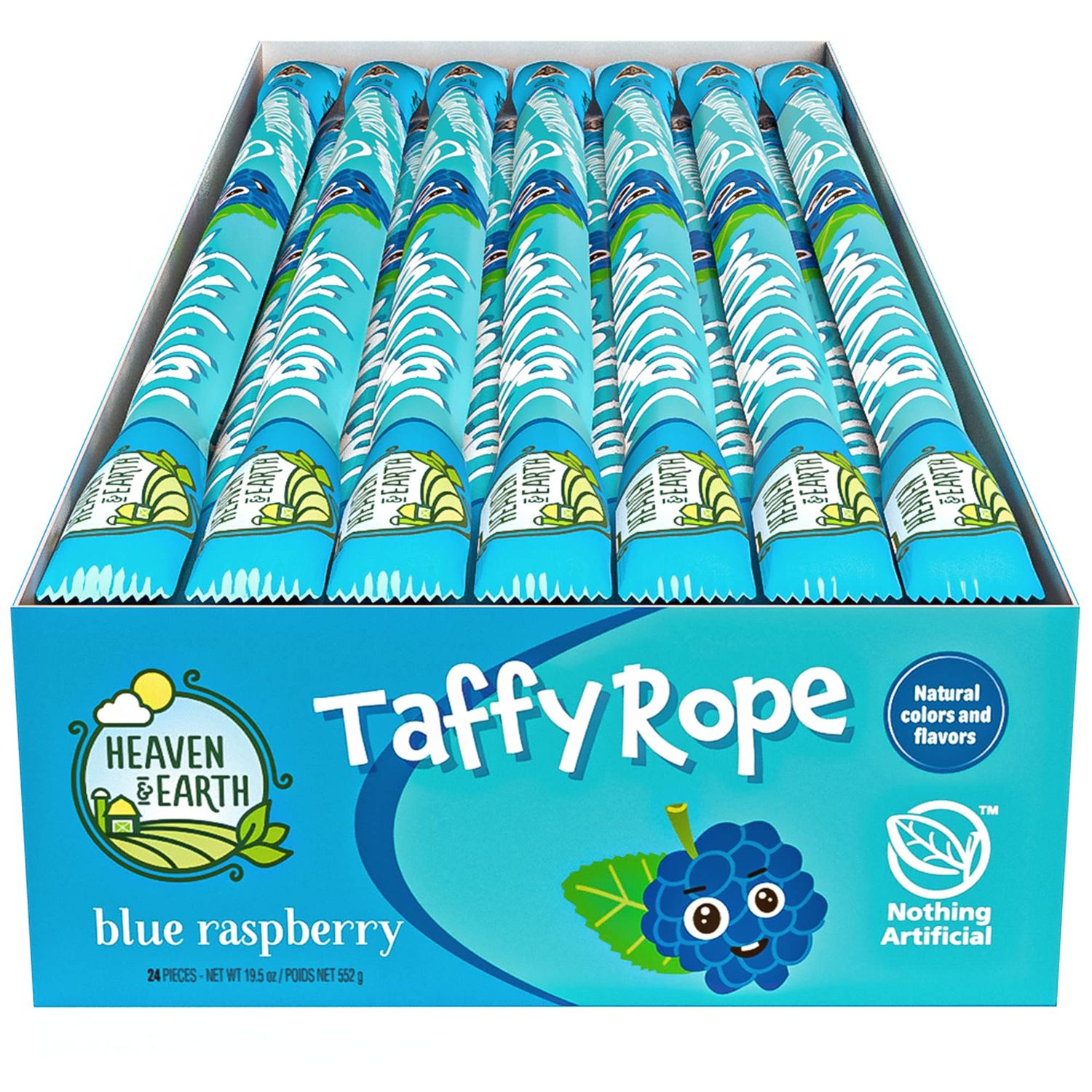 Heaven & Earth Blue Raspberry Taffy Rope 19.5oz (24 Pack) Made with ...