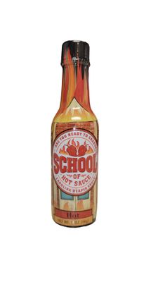 School of Hot Sauce (Hot), Carolina Reaper Pepper Sauce, A Perfect Balance of Heat and Flavor, Gourmet Hot Sauce, Versatility For All Kinds of Foods, Exquisite Taste In A Bottle, 5 fl oz.