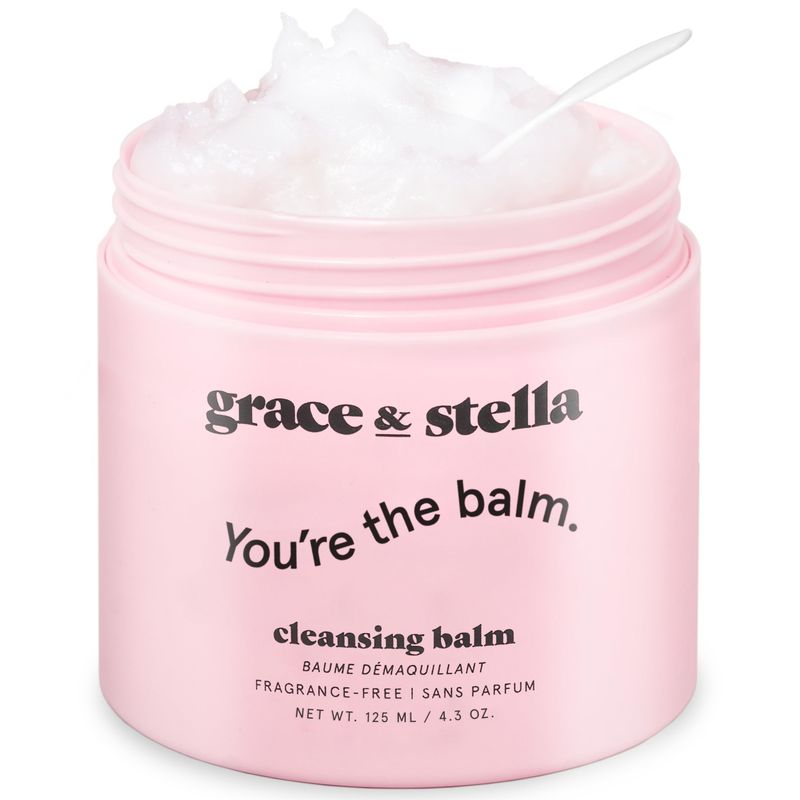 grace &amp; stella Makeup Remover Cleansing Balm - Hydrating Facial Cleanser with Vitamin E for Soft, Nourished Skin - Melt Stubborn Waterproof Make Up, Mascara, Eye Liner - Vegan Skincare (102g/ 4.3 oz)