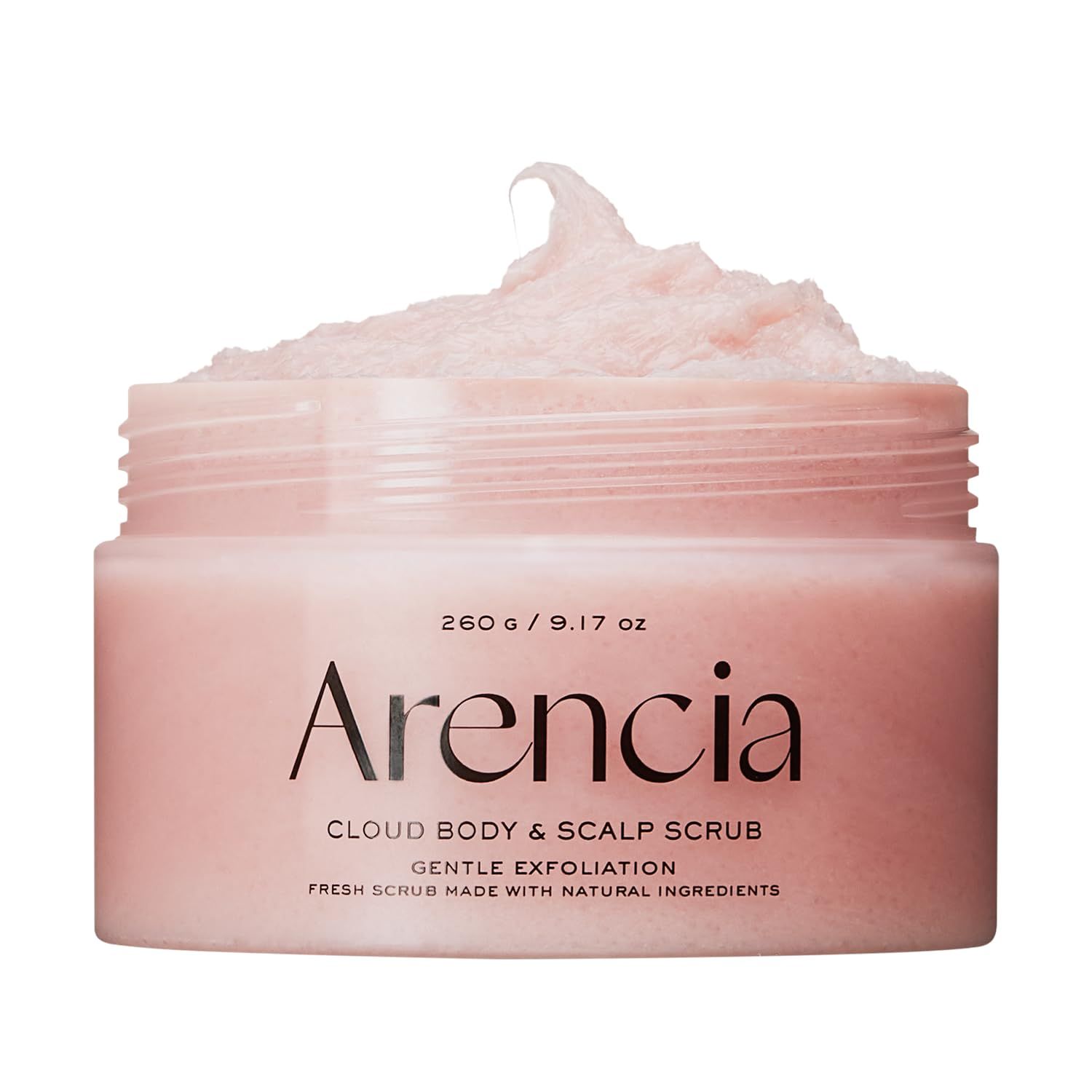 Arencia Fresh Cloud Sea Salt Body &amp; Scalp Scrub (Pink) - Exfoliant, Bump Eraser For Silky Smooth Skin, Korean Skin Care