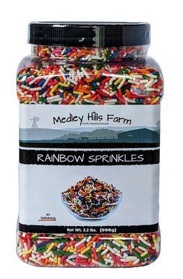 Rainbow sprinkles by Medley Hills farm in Reusable Container 2.2 Lbs. - Great bulk rainbow sprinkles for cake decorating,cookie decorating - brownies and ice cream toppings
