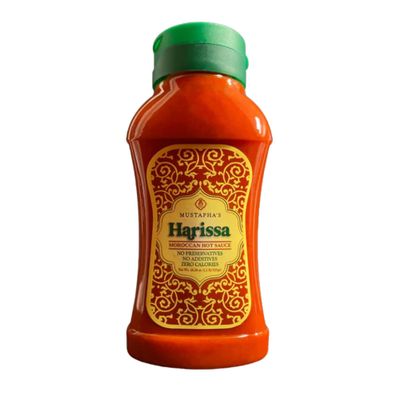 Mustaphas Harissa Hot Sauce - North African Hot Pepper Paste, No Sugar, Preservative-Free, Non-GMO, Vegan, Paleo &amp; Keto Friendly, Perfect for Chicken, Beef &amp; Eggs, 18.34 oz Squeeze Bottle