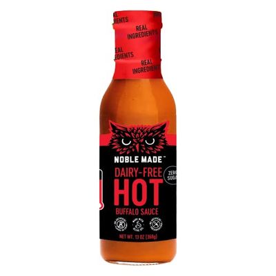 Noble Made Buffalo Sauce, Keto, Gluten Free, Vegan Dipping &amp; Wing Sauce, Low Carb, Dairy Free, Low Calorie, Paleo, Low Sugar, and Whole30 Approved, Hot Buffalo, 12.5 oz (1 Count)