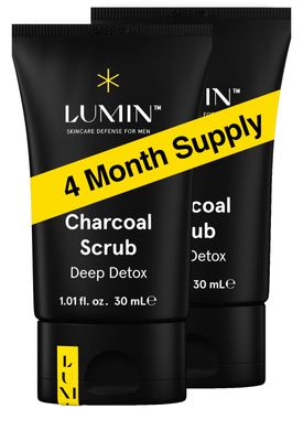 Lumin - Charcoal Scrub Deep Detox for Men - Face Cleanser for Men, Pre Shave Scrub, A Charcoal Face Exfoliator That Refreshes &amp; Rejuvenates The Skin, Suitable for all skin types, 30ml, 2-Pack