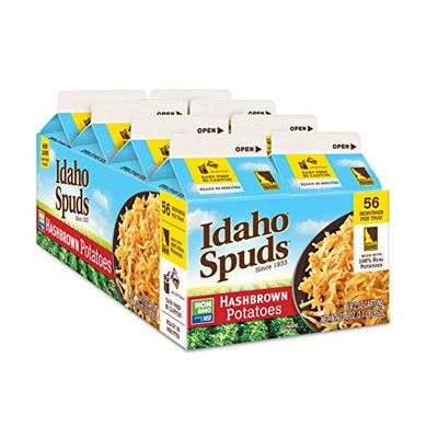 Idaho Spuds Premium Hashbrown Potatoes, Made from 100 Potatoes No Artificial Colors or Flavors NonGMO Certified Gluten Free Koshe,4.2 Ounce (Pack of 8)