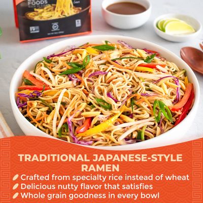 Lotus Foods Organic Millet and Brown Rice Ramen Noodles - Gluten Free Instant Ramen Noodles, Vegan, Low Sodium, Made with Brown Rice Flour and Millet Flour, Ready in 4 Minutes - 10 Oz Bag (Pack of 1)