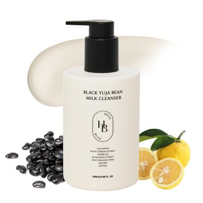 HEVEBLUE Black Yuja Bean Milk Cleanser - Sensitive Skin, Korean Skincare, Vegan, Hypoallergenic, Moisturizing, Hydrating, First Facial Cleansing, Cleansing Milk, K-Beauty, Mother&#39;s Day Gift