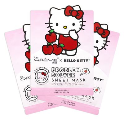 The Crme Shop Hello Kitty Problem Solver Apple Witch Hazel Essence Sheet Mask, Paraben-Free, Sulfate-Free &amp; Cruelty-Free Acne Face Mask - 3 Pack