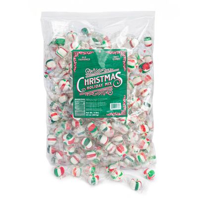 Stewart - Red &amp; Green Striped Soft Peppermint Puffs, Festive Peppermint Candy Not Just for Christmas Individually Wrapped Candy Bulk Pack 2lb Bag - Perfect for Bowls - Made in USA