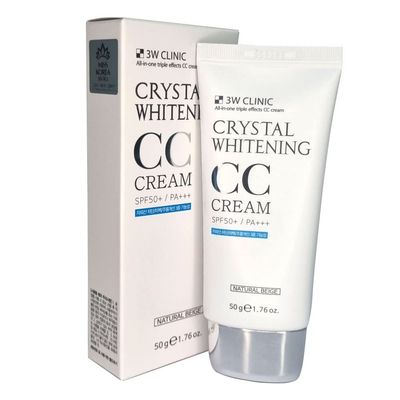 3W CLINIC Crystal CC Cream 50ml SPF50 PA ( Natural Beige)/ Multi-CC cream, Sun Block / Korean Cosmetics