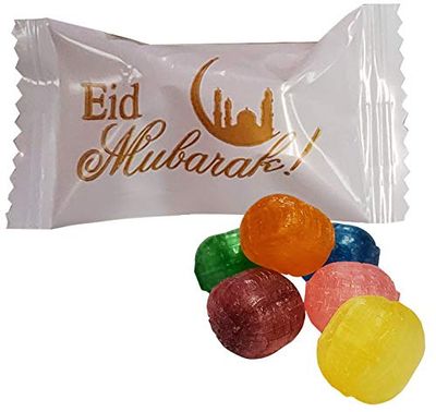 Eid Mubarak Wrapped Fruit Balls Hard Candy 100 Count Eid al-Adha &amp; Eid al-Fitr Event Candy Muslim Religious Candy For Ramadan