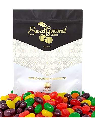 SweetGourmet Jumbo-Sized Assorted Jelly Beans, 6 Fruit Flavors Bulk Candy, 1 Pound