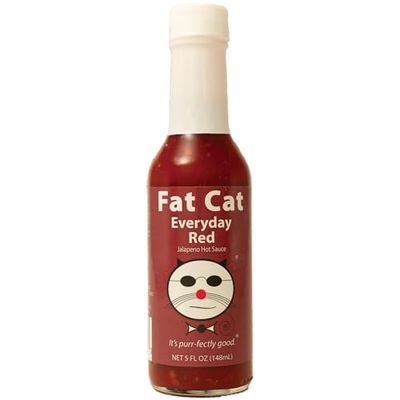 Everyday Red Jalapeno Pepper Hot Sauce by Fat Cat Gourmet All Natural Flavorful, Fresh and Versatile Enhances Everyday Foods Medium Heat Gluten Free, Vegan &amp; Keto Friendly 1 Bottle