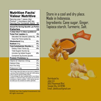 615 Plus Ginger Candy Chewy Ginger Chew (Turmeric, 5.0 Ounce, Pack of 1)