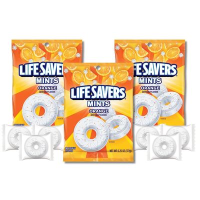 LifeSavers Mints - Orange - Individually Wrapped Mint Candies - Gift Pack of 3, 6.25 oz. Bags By Lyza&#39;s Sweets &amp; Treats