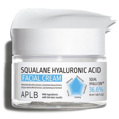 APLB Squalane Hyaluronic Acid Facial Cream SQUAL HYALU CEN 36.6% 1.86 FL.OZ/Korean Skincare, Deep hydration, Moisturizer, Dry skin, Wrinkle Care, Revitalize for gentle and improve skin texture