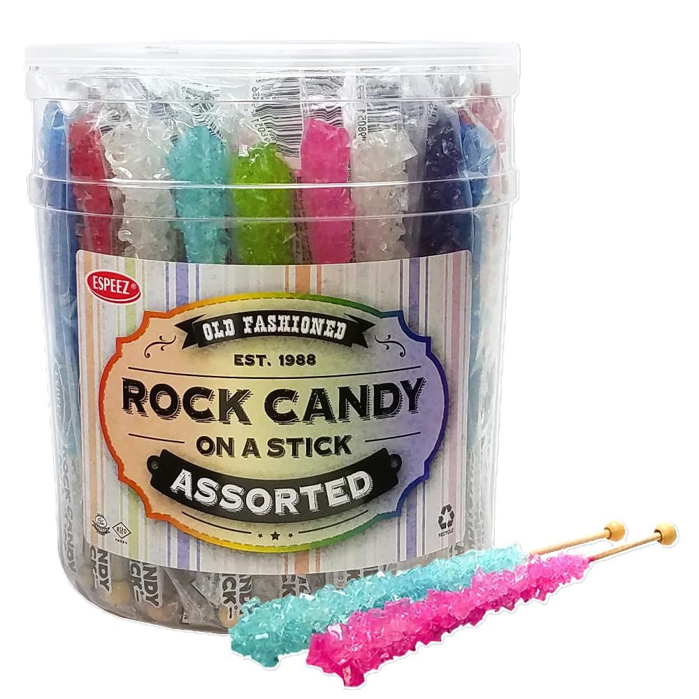 Espeez Old Fashioned Rock Candy Sticks, Assorted Flavors (36 Count) -Individually Wrapped. Extra Large Candy Sticks for Party Favors, Birthdays, Weddings, Showers, Holidays.