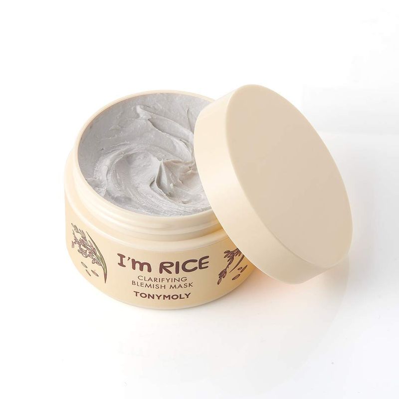 TONYMOLY I'm Rice Clarifying Blemish Clay Mask, Korean Face Mask, Easter Basket Stuffer, Facial Mask Detoxifiies, Reduces Redness &amp; Soothes Irritated Skin, Kaolin Clay &amp; Fermented Rice, 100ml